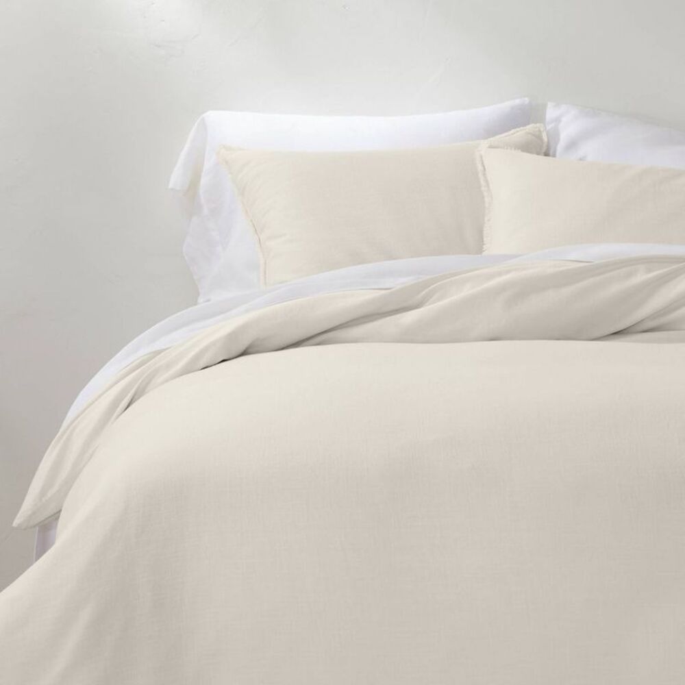 Casaluna - King Heavyweight Linen Blend Duvet Cover & Sham Se Natural